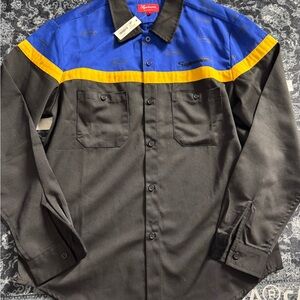 Supreme Black and Blue Casual Shirt with Yellow Accent